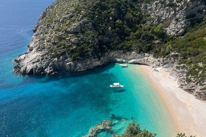 Dhermi Boat Tour to Grama Bay Blue Gem Cave and Swim Snorkeling, Tirana